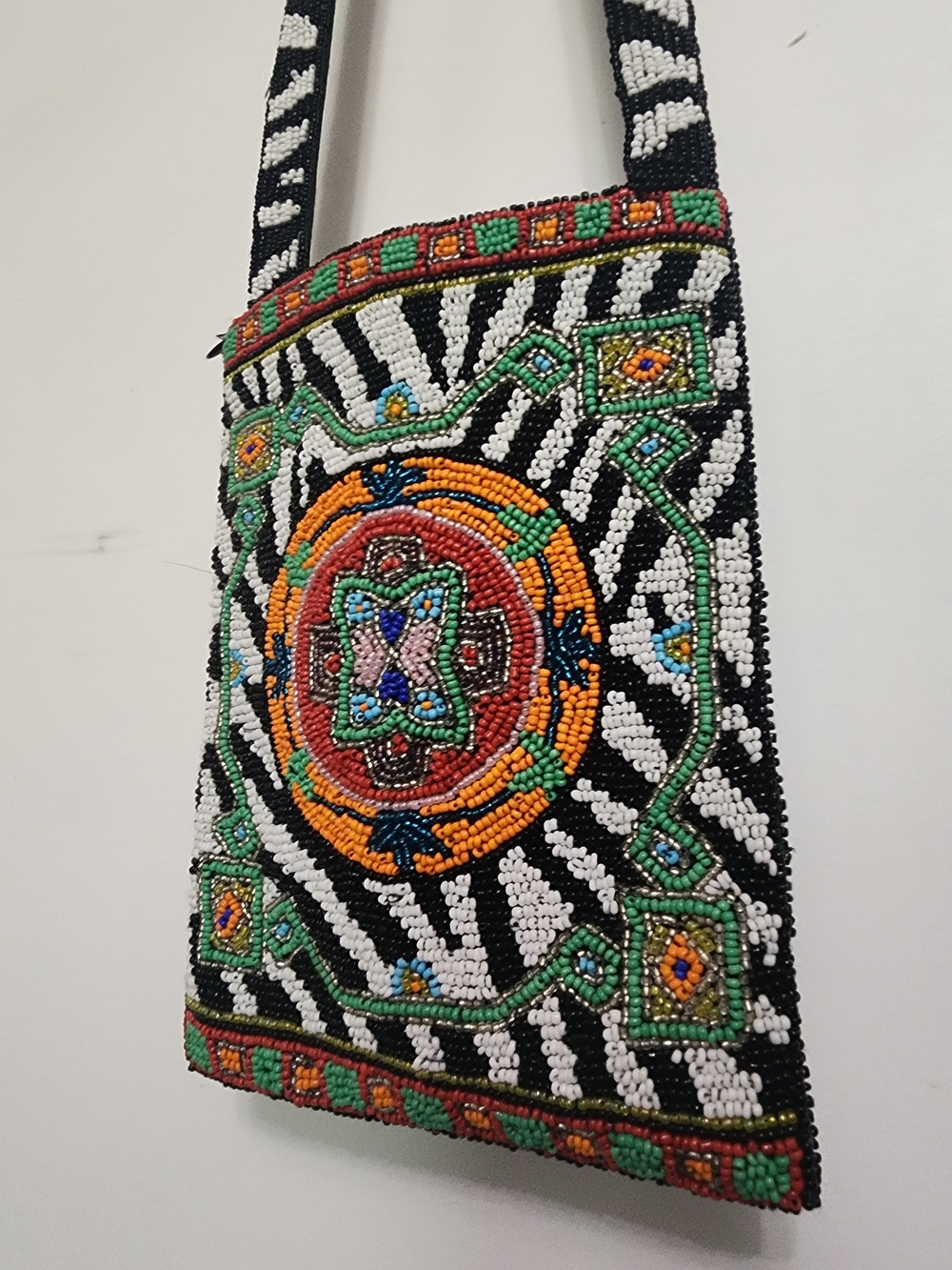 Vintage Fully Beaded Crossbody Bag Geometric Boho Purse Festival Summer Resort